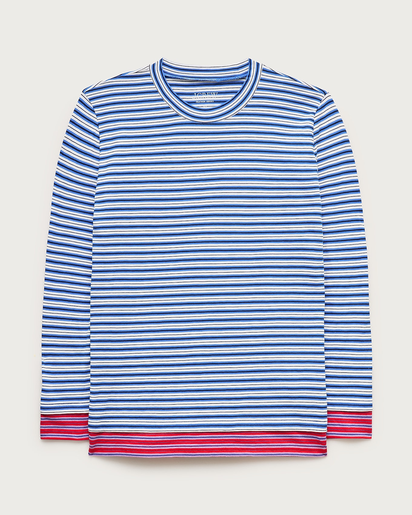 Feather jersey three-quarter sleeve shirt in contrast stripe | J. Crew US