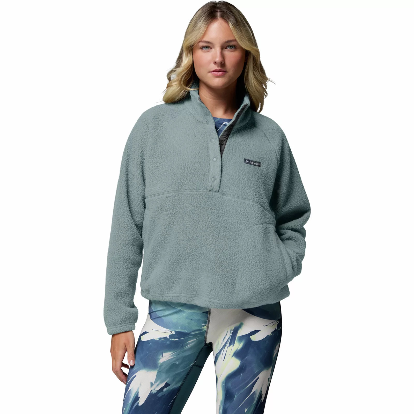 Women's Columbia Pebbled Fleece Half Snap Pullover, Size: Small, Crushed Blue | Kohl's