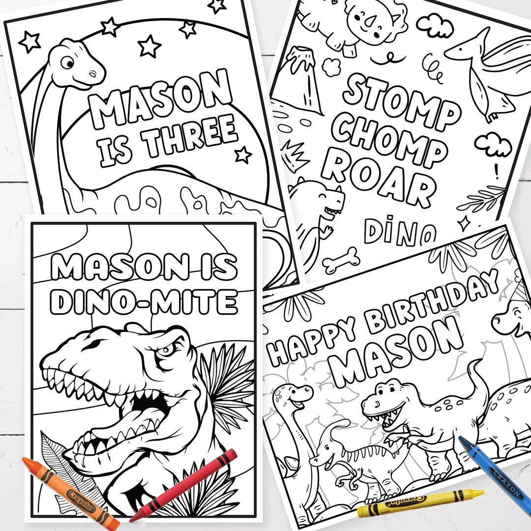 EDITABLE Dinosaur Party Coloring Pages Dinosaur Coloring - Etsy | Etsy (US)