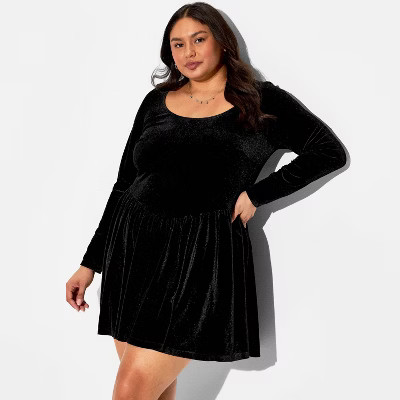 Women's Velvet Long Sleeve Mini A-Line Dress - Wild Fable™ | Target