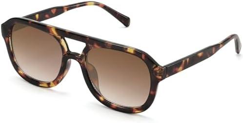 Retro Aviator Sunglasses for Women Men Trendy Square Pilot Shades 70s Vintage Sun Glasses | Amazon (US)