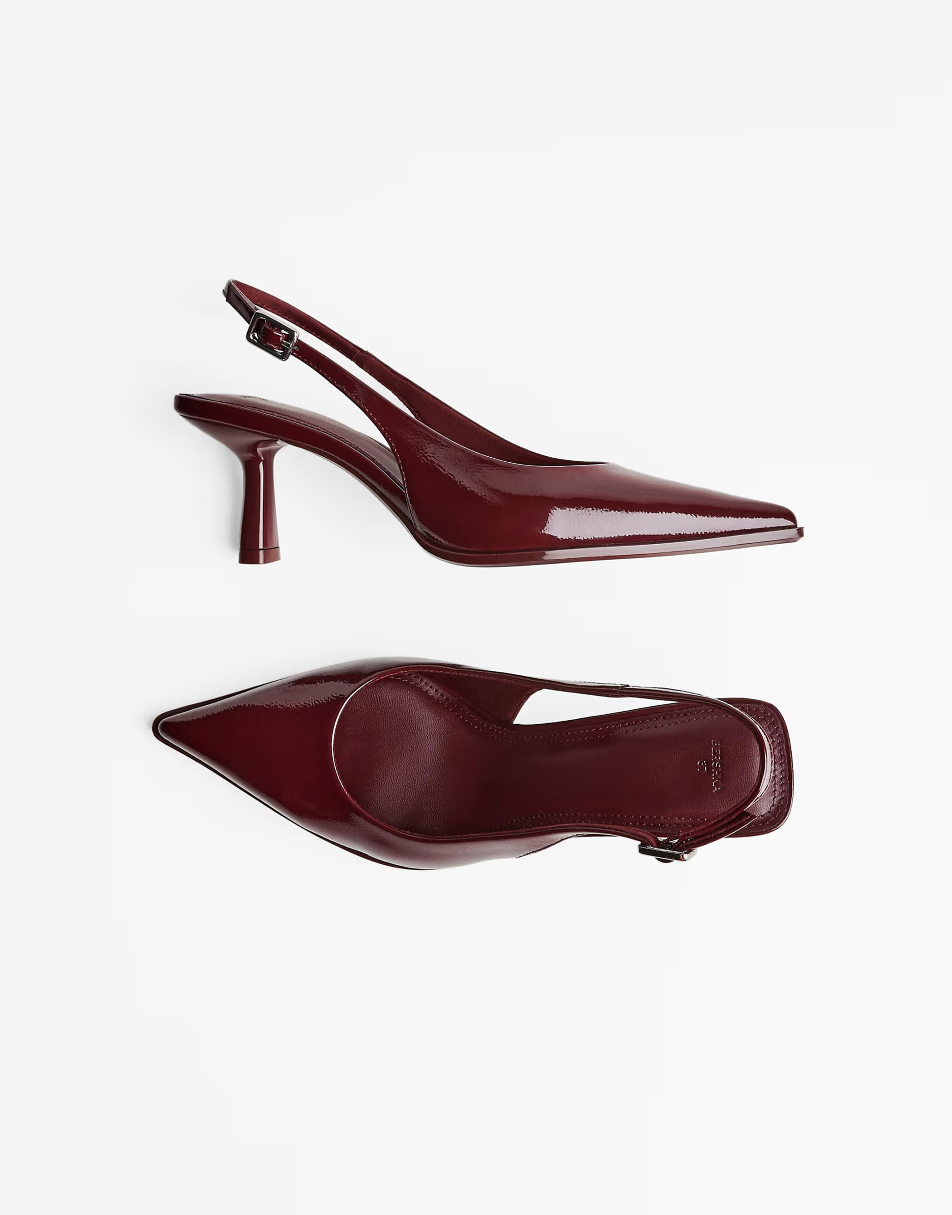 Bershka Kitten heel slingback shoes in burgundy | ASOS (Global)