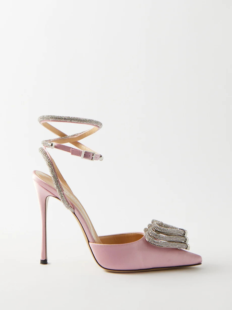 Triple Heart 110 crystal-embellished satin pumps | Mach & Mach | Matches (UK)