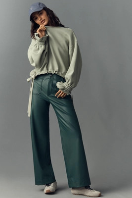 The Colette Faux Leather Full-Length Wide-Leg Pants by Maeve | Anthropologie (US)