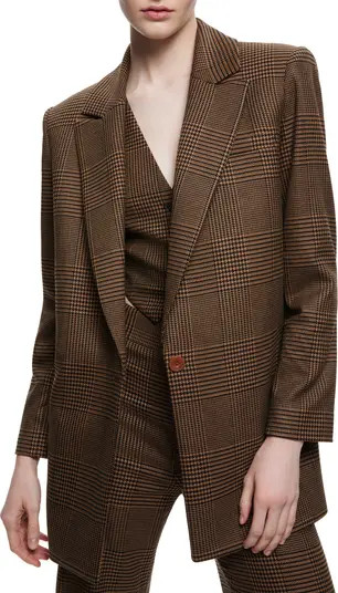 Alice + Olivia Colley Glen Plaid Longline Blazer | Nordstrom | Nordstrom