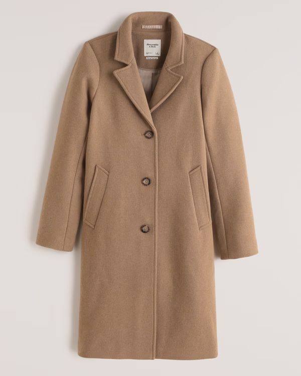 Women's Wool-Blend Dad Coat | Women's | Abercrombie.com | Abercrombie & Fitch (US)