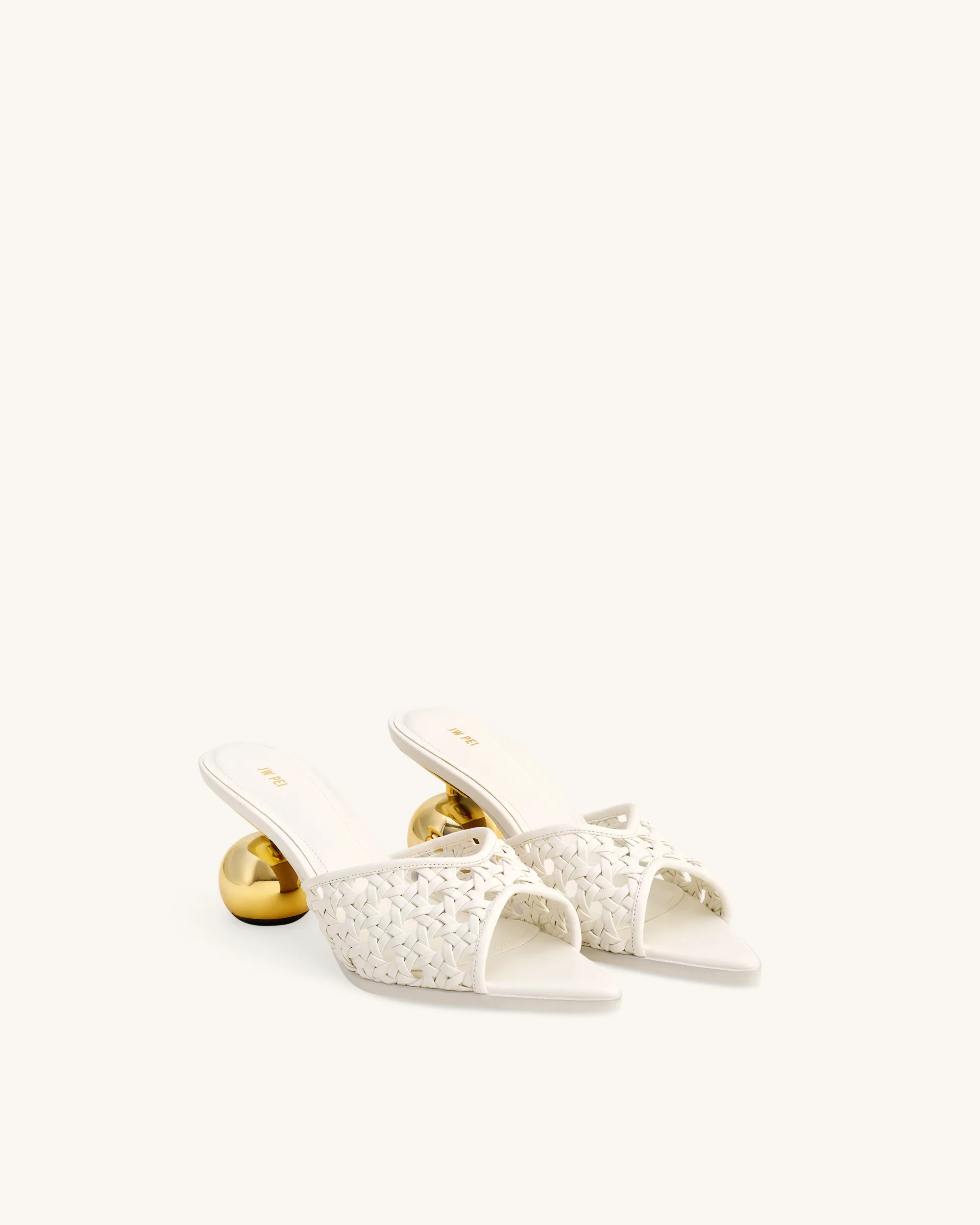 Ellie Woven Sphere Heel Mules - White | JW PEI US
