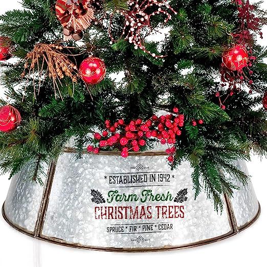 KIBAGA Farmhouse Christmas Tree Collar - Authentic Easy Set Up 30" Tree Ring/Tree Skirt Decorates... | Amazon (US)