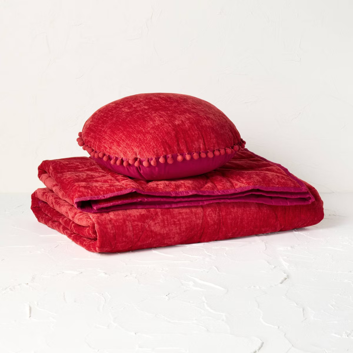 60"x80" Decorative Bed Throw and Pillow Set Red - Opalhouse™ designed with Jungalow™ | Target