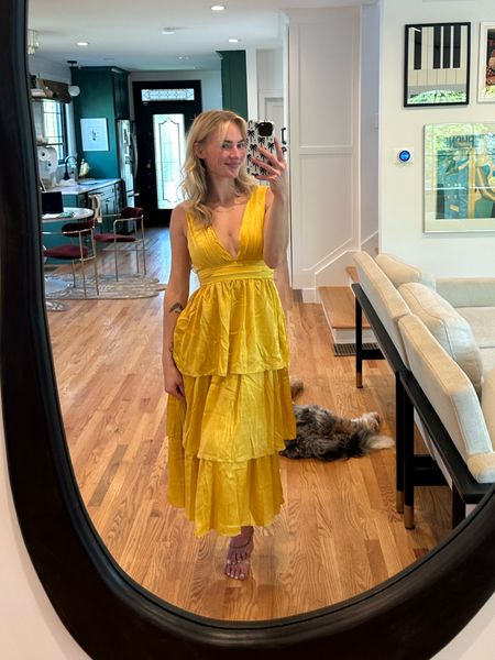 Wedding guest dress try on!! I recommend sizing up if you are in between sizes! I am in love with the way this looks. The quality is great too.

#LTKwedding