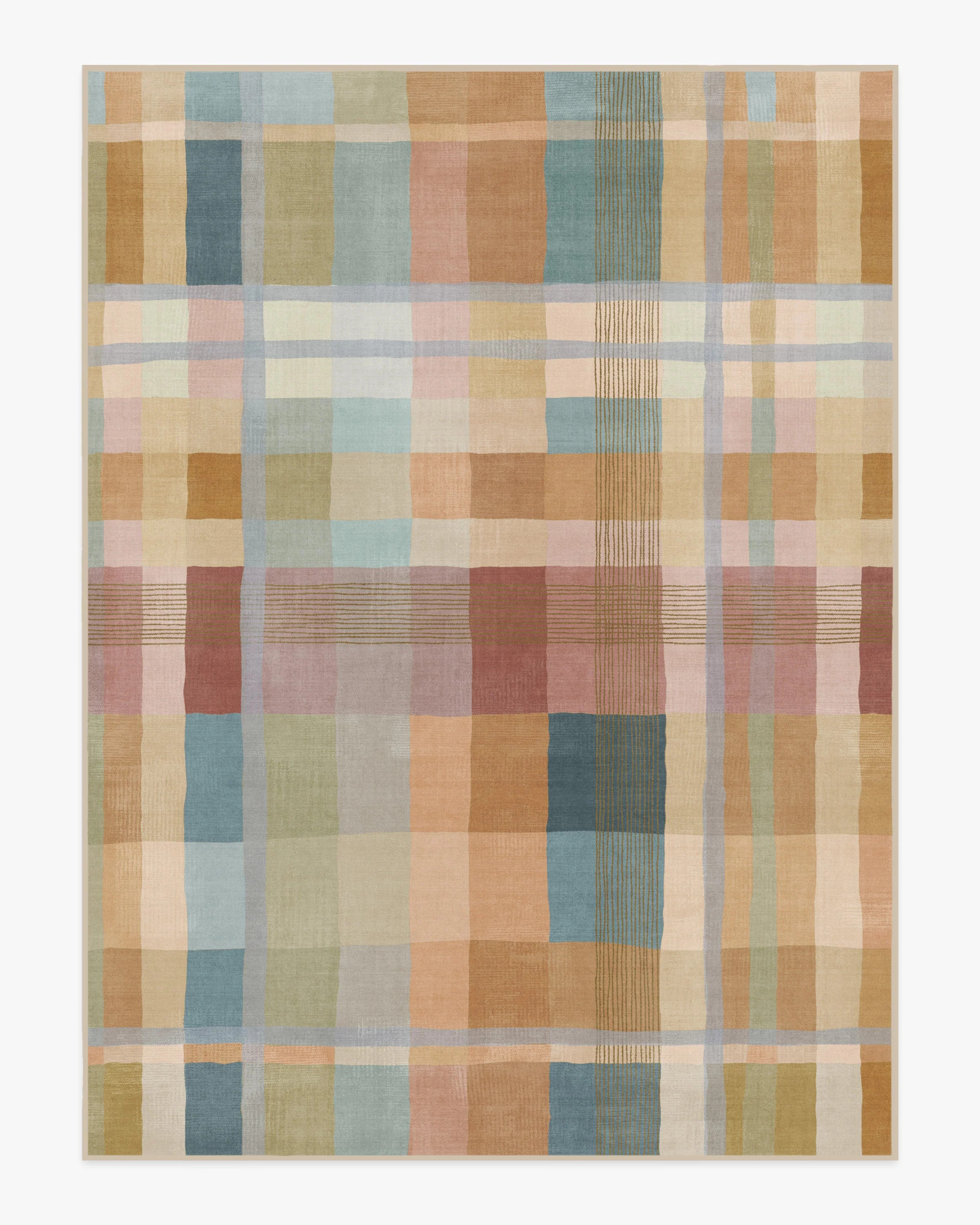 Margot Plaid Ochre Multicolor Flatwoven Rug | Ruggable