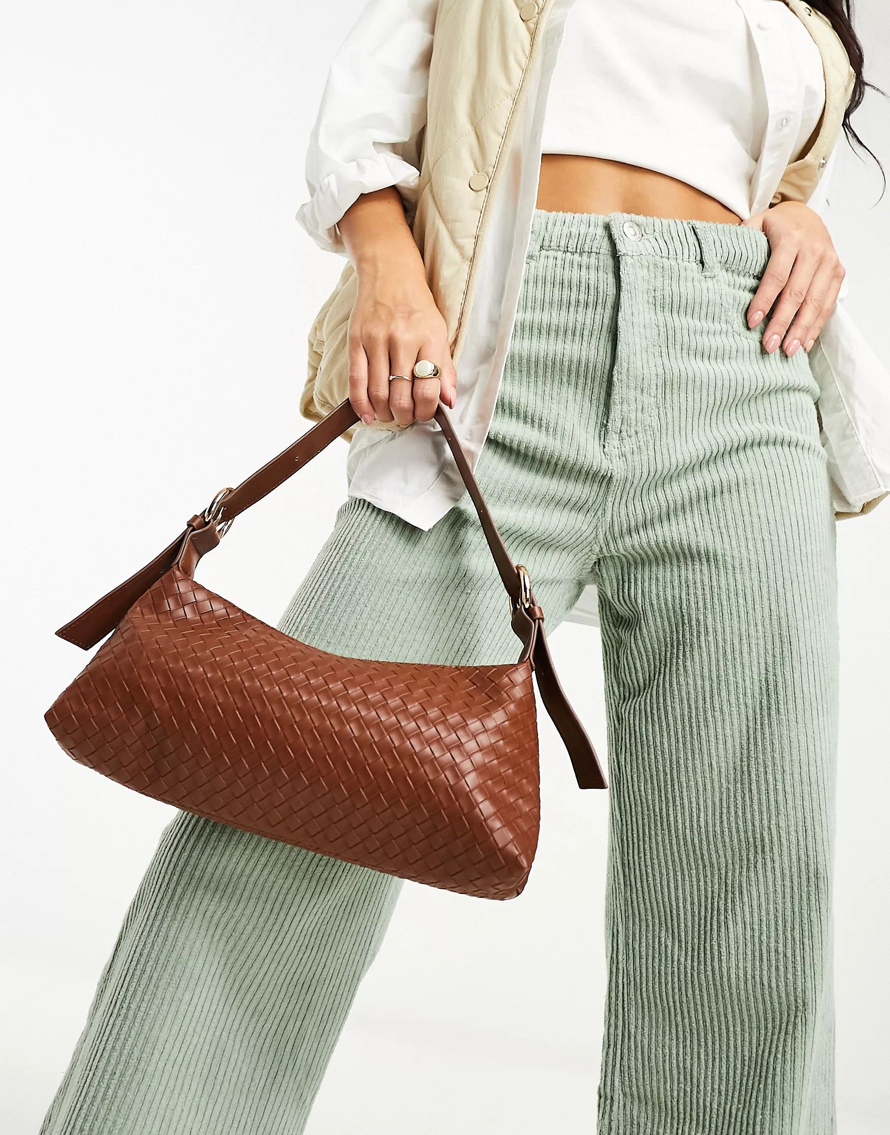 Glamorous woven shoulder bag in chocolate brown | ASOS (Global)