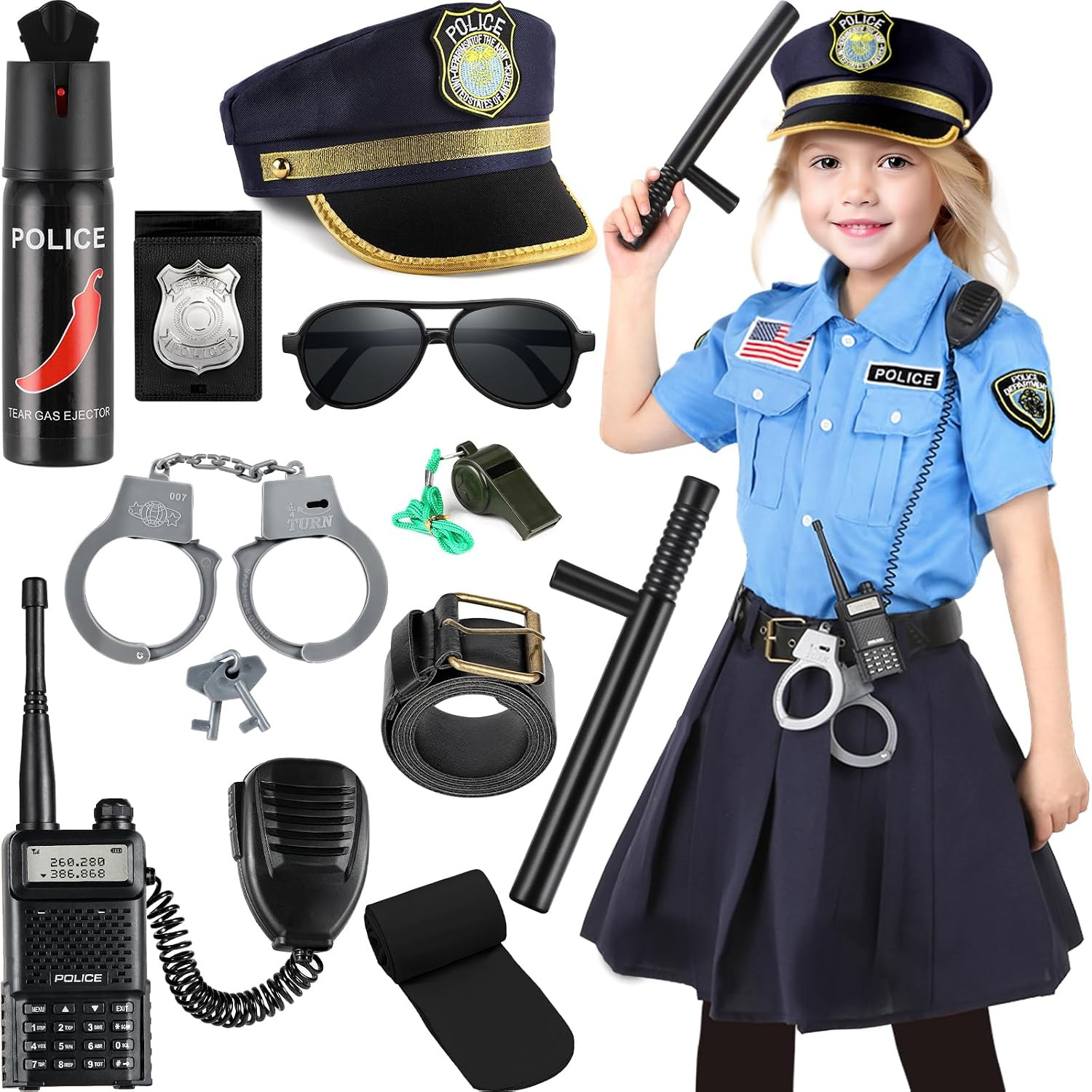 Police Officer Costume for Girls Kids, Halloween Costumes for Girls 3-12 | Amazon (US)