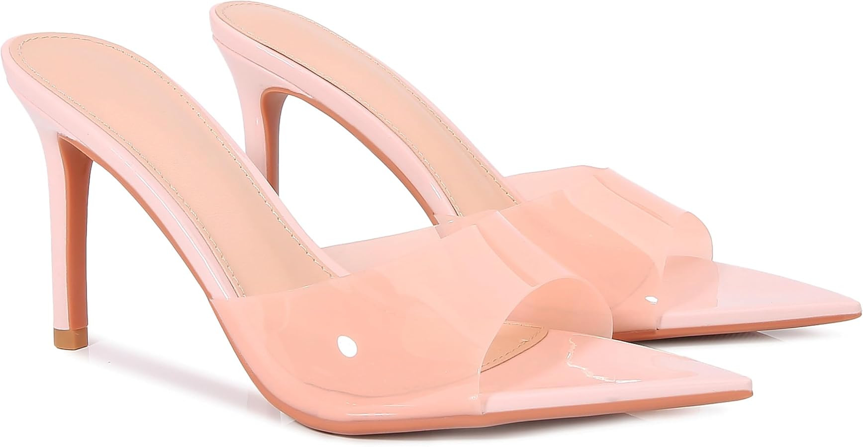 Women'S Clear Pointed Open Toe Stiletto Heel Slide Sandals Fashion Sexy Slip On Transparent Strap... | Amazon (US)