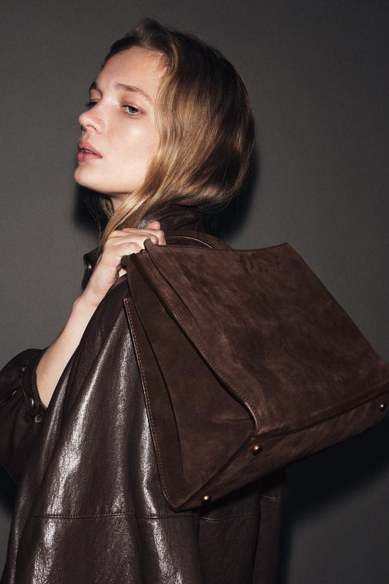 LEATHER CITY BAG | Zara US