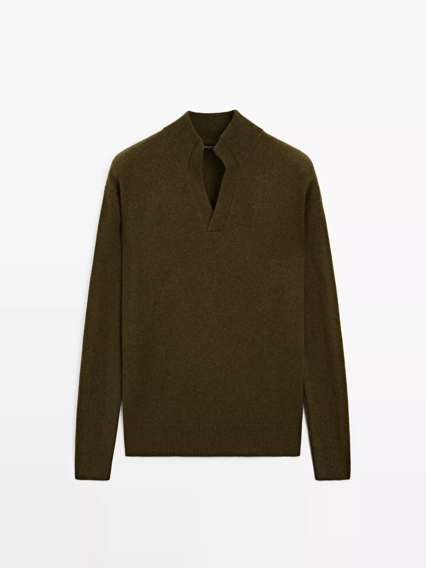 Mock neck knit sweater with V-neck | Massimo Dutti US