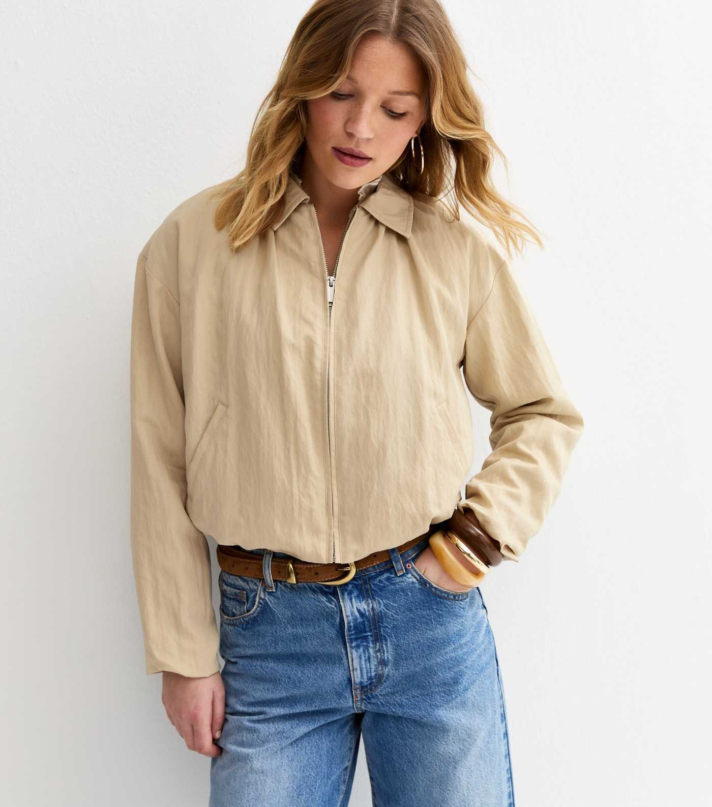 Stone Bubble Hem Bomber Jacket | New Look | New Look (UK)
