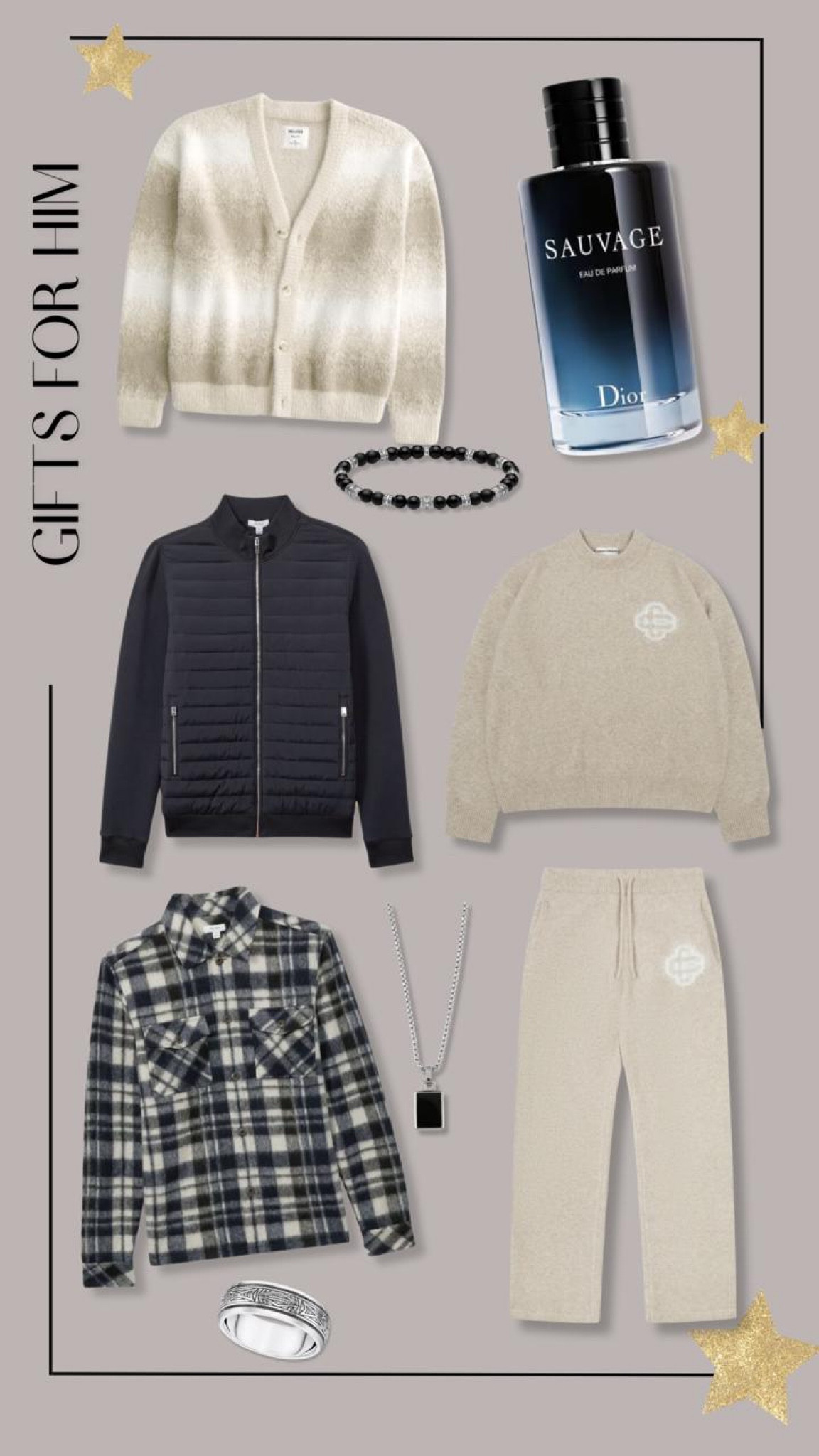GIFTS FOR HIM ✨🎁

Dior Sauvage Eau de Parfum, Hollister men’s boxy fuzzy cardigan, Reiss patch pocket checked overshirt, Reiss hybrid quilt and knit zip through jacket, The Couture Club knitted jumper & joggers, OreliaOynx tag chain necklace, Thomas Sabo textured ring & Obsidian beaded bracelet 

#LTKgiftguide #LTKuk #LTKmens