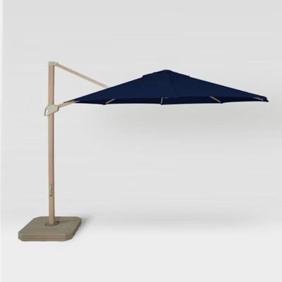 11' Round Offset Outdoor Patio Cantilever Umbrella with Light Wood Pole - Threshold™ | Target