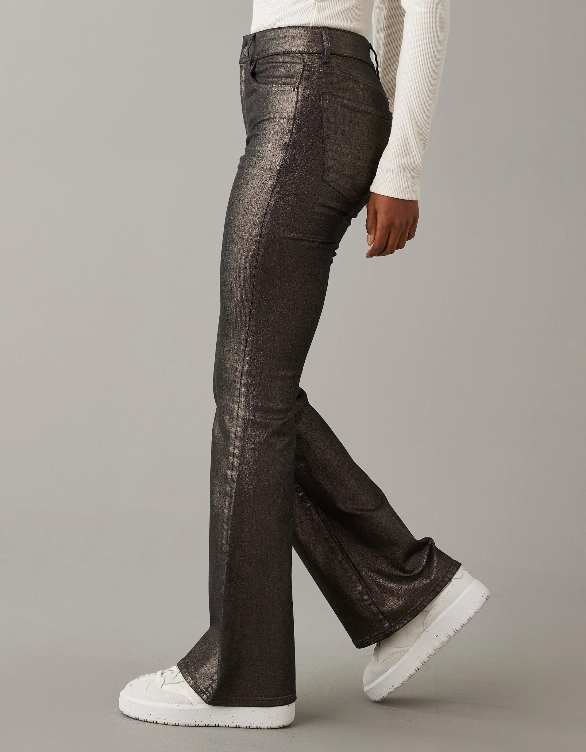 AE Stretch Glitter Super High-Waisted Flare Pant | Shop Simon