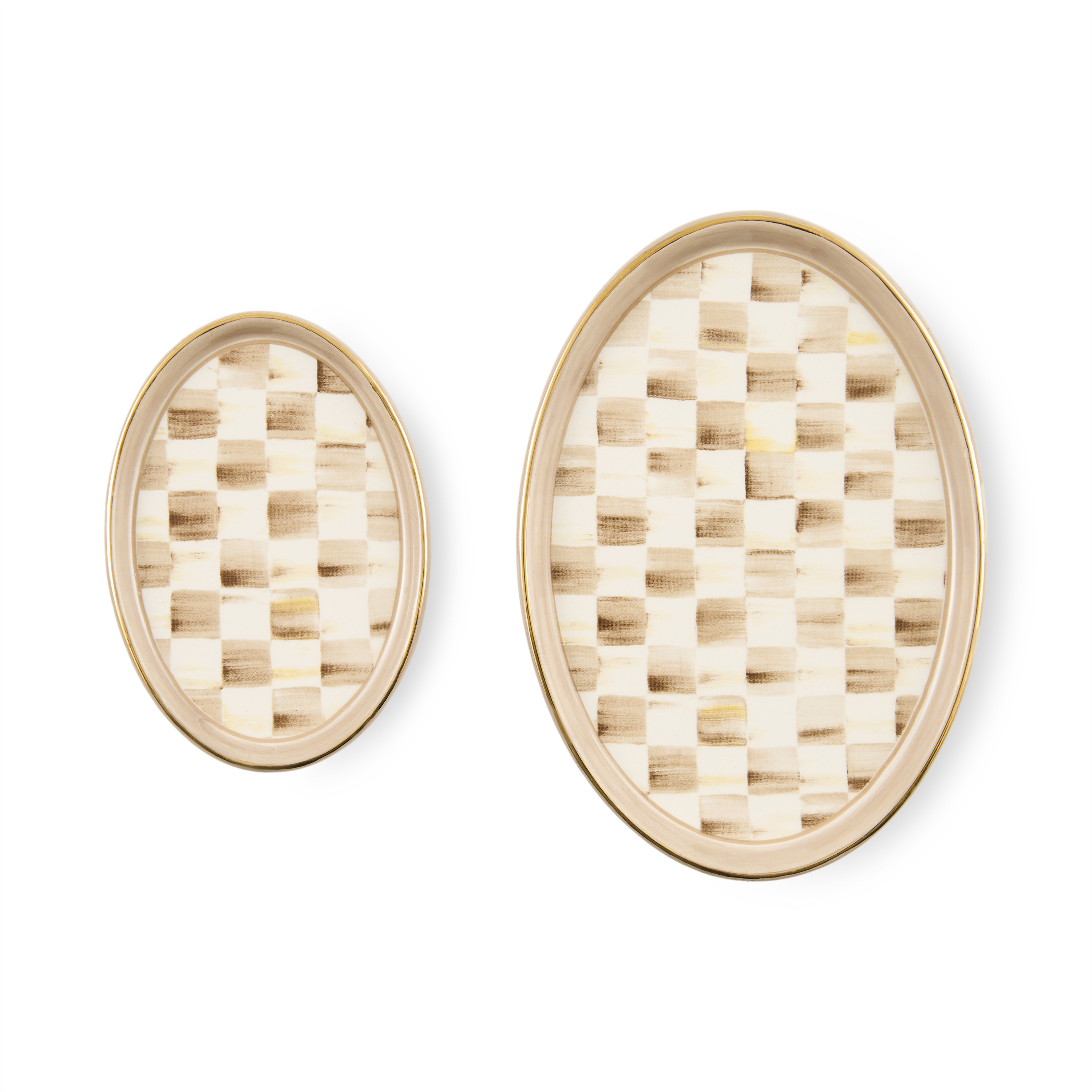 MacKenzie-Childs Mocha Check Oval Trinket Dishes | MacKenzie-Childs