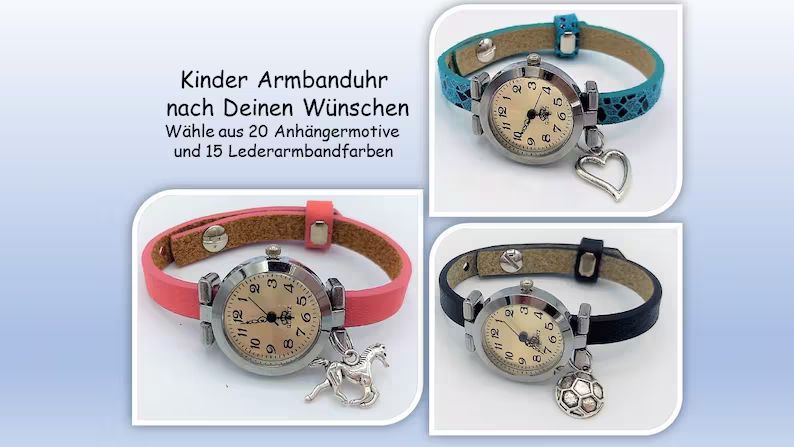 children's watch leather watch with charm wristwatch many motifs women's watch rainbow gift schoo... | Etsy ROW