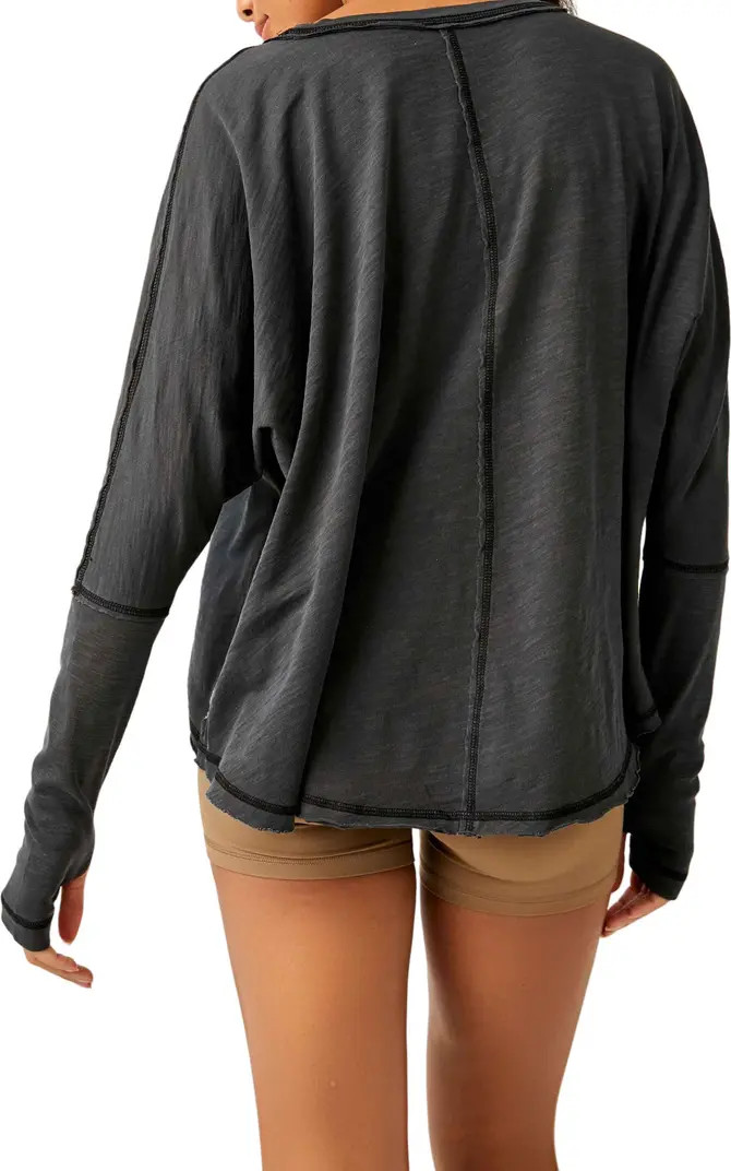 Ten Laps Asymmetric Long Sleeve Cotton Top | Nordstrom