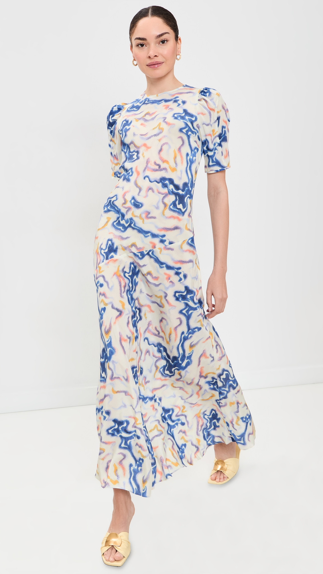 Ulla Johnson Samar Short Sleeve Silk Dress Prism 16 | Shopbop