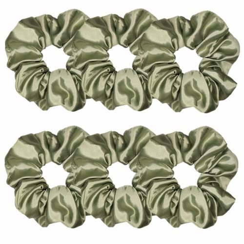 Sufermoe 6 Pcs 4.5 Inch Light Gray Green Satin Silk Hair Scrunchies, Hair Ties and Accessories for Women and Girls | Amazon (US)