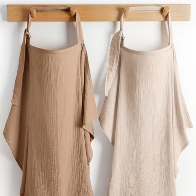 Comfy Cubs Muslin Nursing Cover, Pack of 2 - 100% Cotton Adjustable Neck Strap with Privacy Coverage - Sand and Cedar | Target