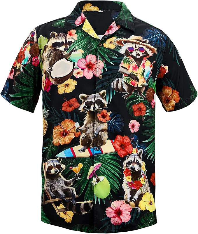 Zando Men's Hawaiian Shirt - Novelty Print Button Down Short Sleeve Shirt for Beach, Vacation and... | Amazon (US)