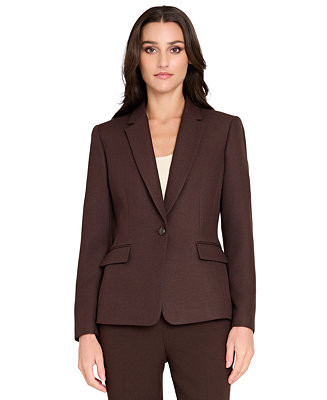 Women's V-Neck Herringbone Peak Lapel Blazer | Macy's