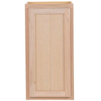 Project Source 15-in W x 30-in H x 12-in D Natural Unfinished Oak Door Wall Fully Assembled Cabin... | Lowe's