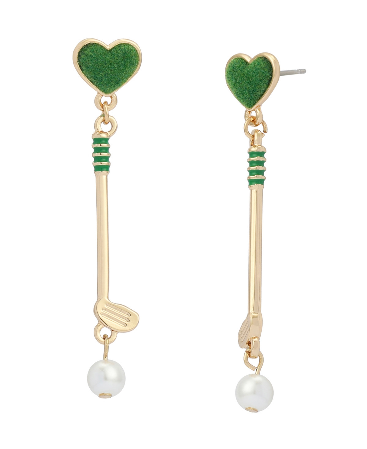 Betsey Johnson Faux Mother of Pearl Stone Golf Club Drop Earrings - Green | Macy's