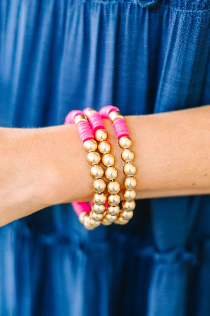 Bold Love Hot Pink Beaded Bracelet Set | The Mint Julep Boutique