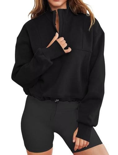 LEEDYA Women Long Sleeve Half Zip Sweatshirts Fall Oversized Trendy Hoodies Casual Thumb Hole Pul... | Amazon (US)