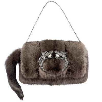 Gucci by Tom Ford Fall 2004 Gray Mink Dragon Clasp Mini Bag RARE | eBay US