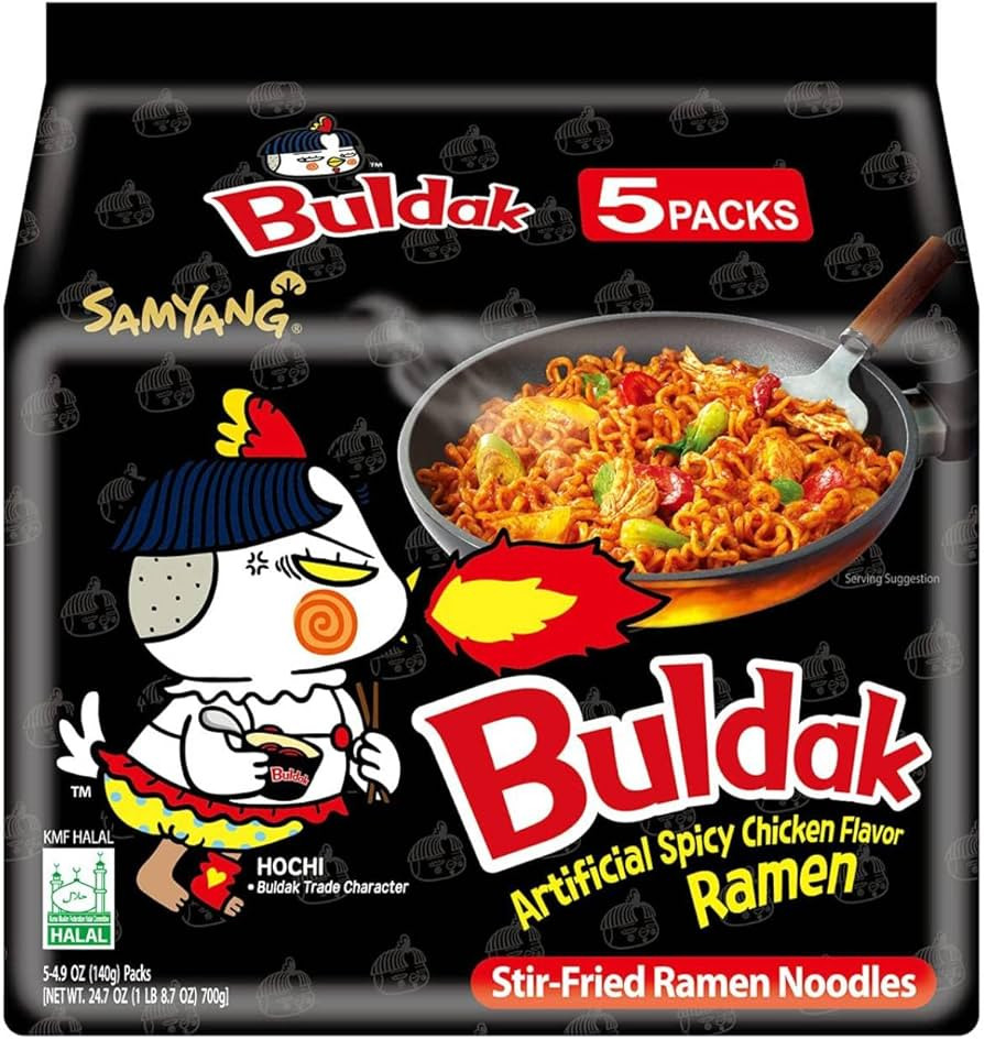 Samyang Buldak Spicy Ramen, Hot Chicken Ramen, Korean Stir-Fried Instant Noodle, Original, 1 Bag ... | Amazon (US)