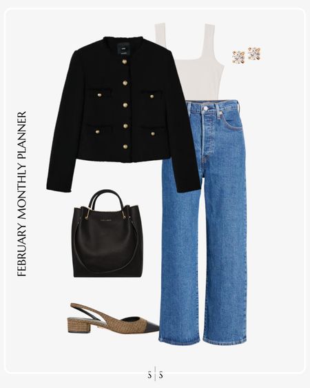 Monthly outfit planner: FEBRUARY: Winter looks | lady jacket, Levis straight jean, tote bag, bodysuit, earrings studs, sling back flats

See the entire calendar on thesarahstories.com ✨ 


#LTKstyletip