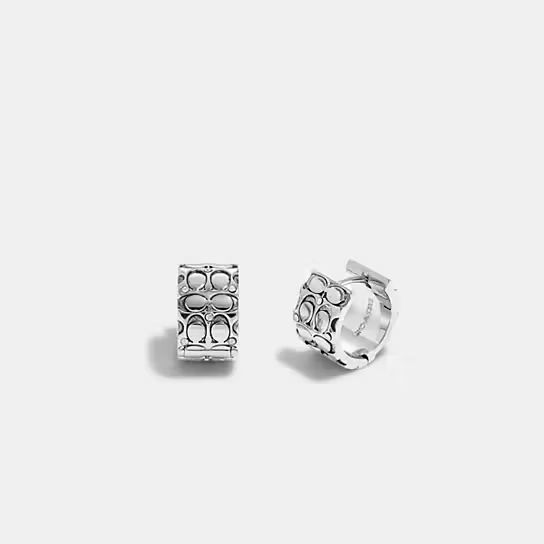 Quilted Signature Huggie Earrings | Coach (US)
