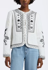 Ashleigh Women's Quilted Embroidered Button-Up Jacket, Egret - JK0048P | Buffalo David Bitton