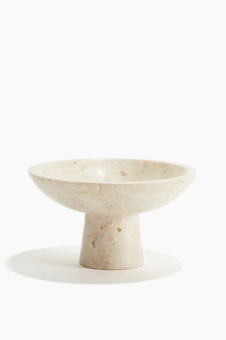 Marble Pedestal Bowl - Light beige - Home All | H&M US | H&M (US + CA)