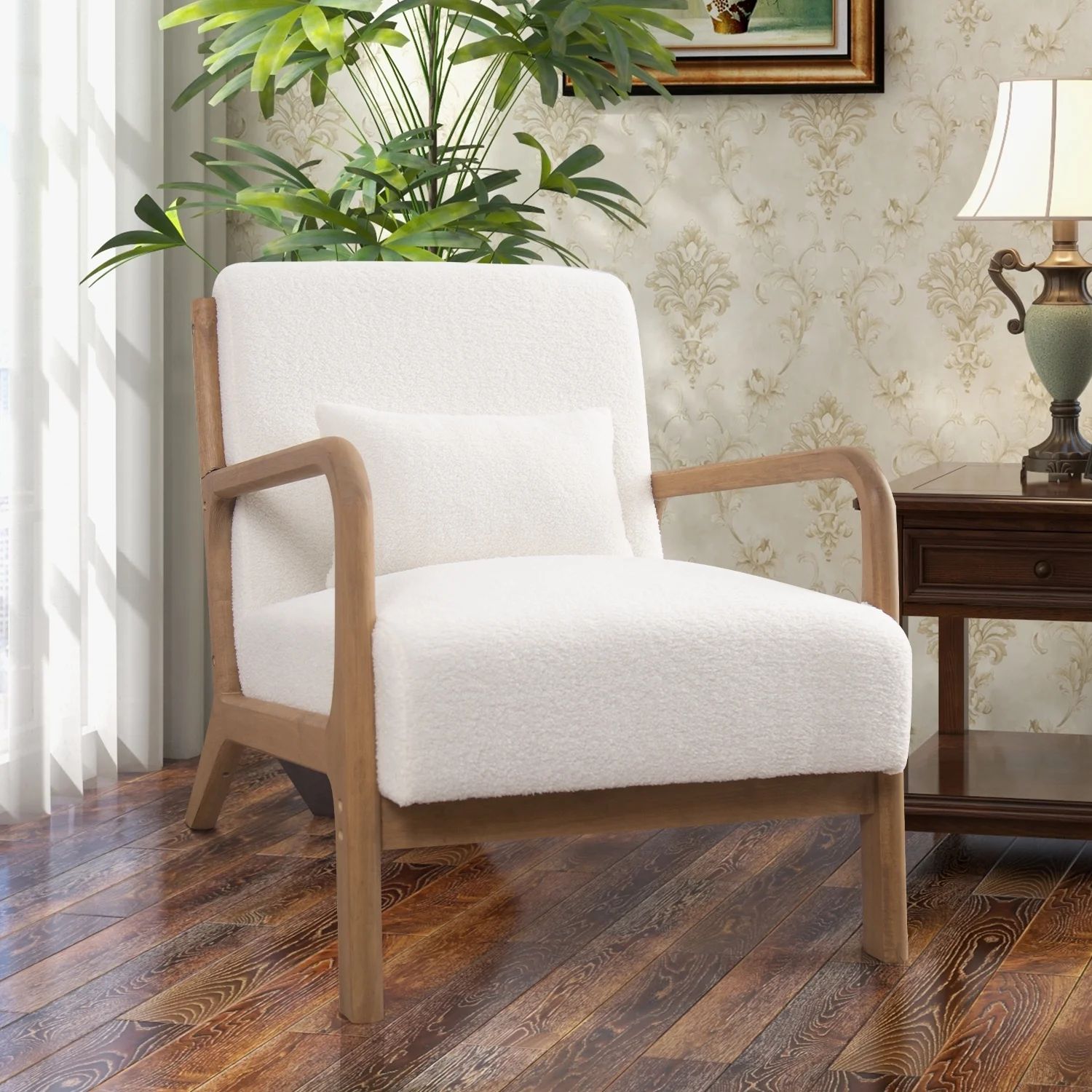 Bonzy Home Mid Century Modern Accent Chair, White | Walmart (US)