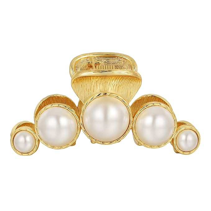 SHE'S FREE STYLE JUST FOR YOU Baroque Pearl Hair Claw Clip, Vintage Golden Claw, 2.6 Inch Medium ... | Amazon (US)