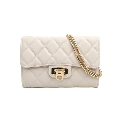 Small Beige Clutch Purses for Women with Quilted Designs, Women's Trendy Quilted Crossbody Bags - Stylish Shoulder Handbags (Beige) | Amazon (US)