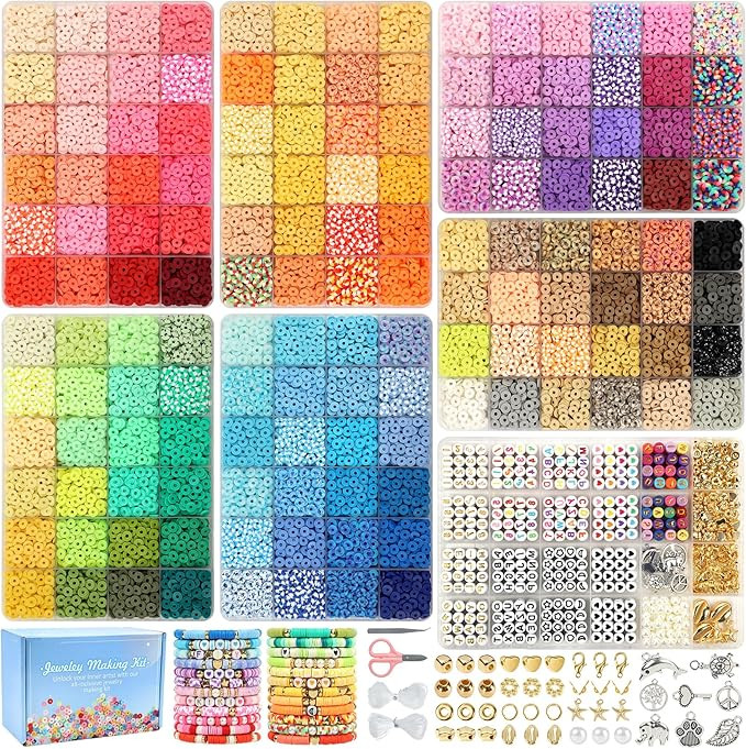 Acerich 23110 Pcs Clay Beads Bracelet Making Kit, 144 Colors 7 Boxes Friendship Bracelet Beads Cl... | Amazon (US)