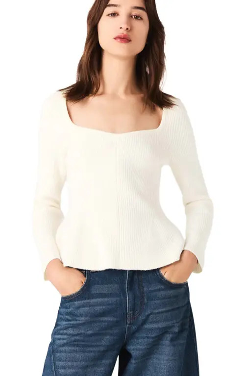 maje Peplum sweater in Ecru at Nordstrom, Size Large | Nordstrom