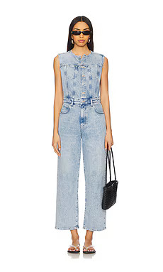 PAIGE Cirie Ankle Denim Jumpsuit in Mezza from Revolve.com | Revolve Clothing (Global)