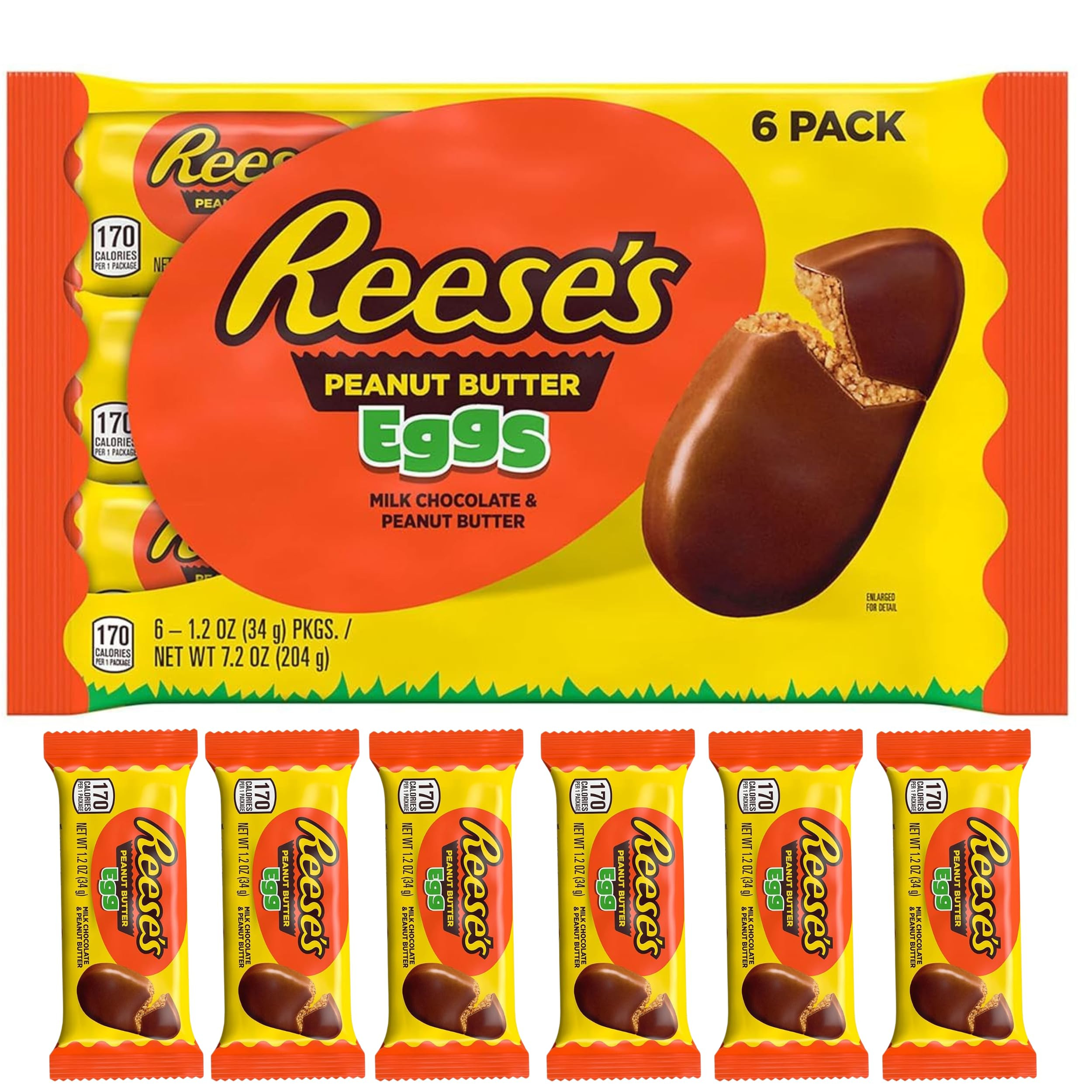 REESESMilk Chocolate Peanut Butter Eggs Easter Basket Easter Candy Packs 1.2 oz (6 Count) | Amazon (US)