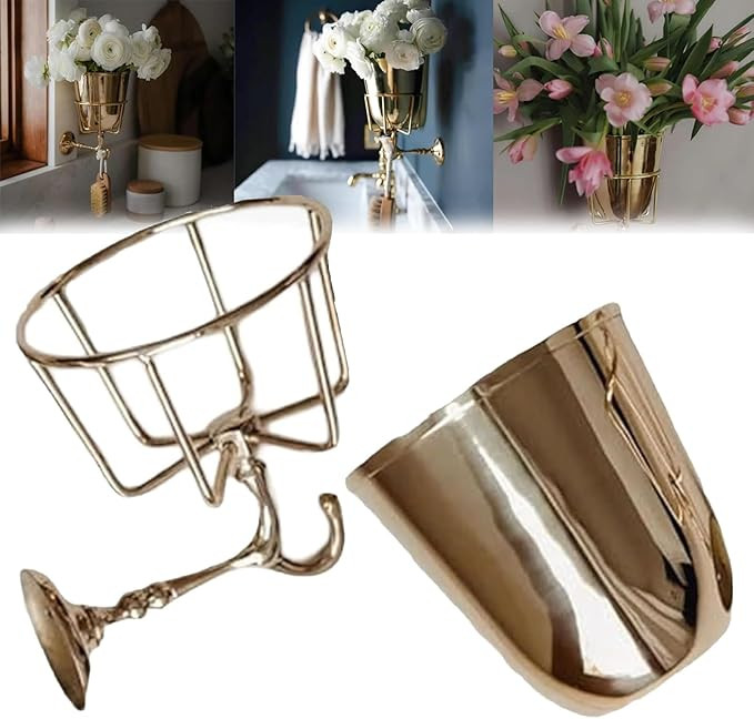 Handcrafted Opal Wall Vessel, Vintage Brass Wall Container Vase, Wall Mounted Brass Container Vas... | Amazon (US)